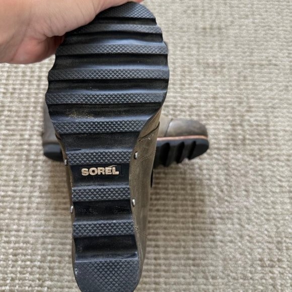 SOREL Joan Of Arctic Leather Wedge Boot Mid Calf Distressed Brown - Picture 6 of 6